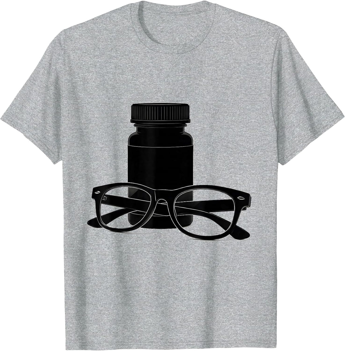 Men's Bifocals and Prescription Bottle Fall Prevention T-Shirt - Heather Grey