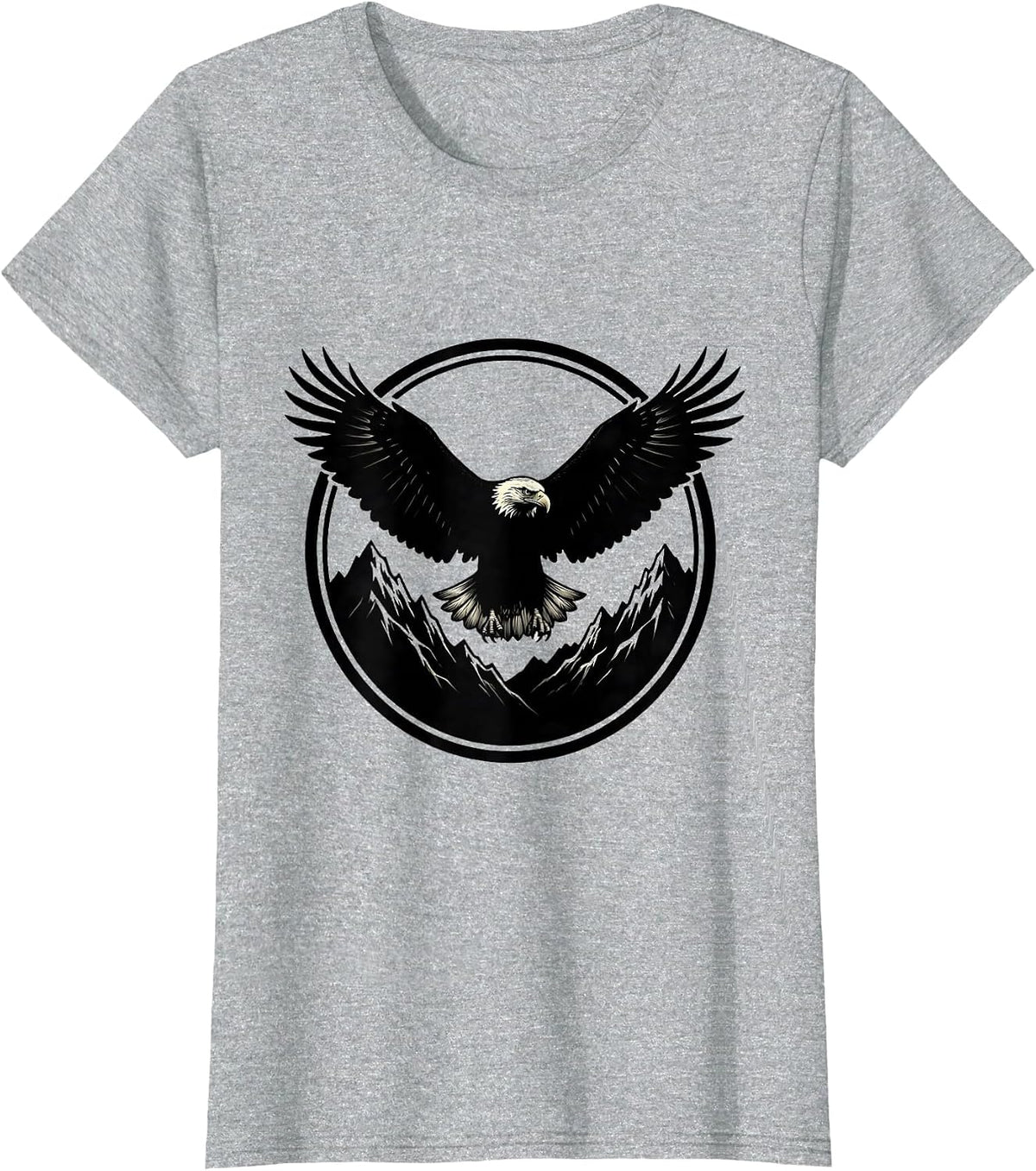 Women's Bald Eagle Mountain Peaks Western Wildlife T-Shirt - Heather Grey