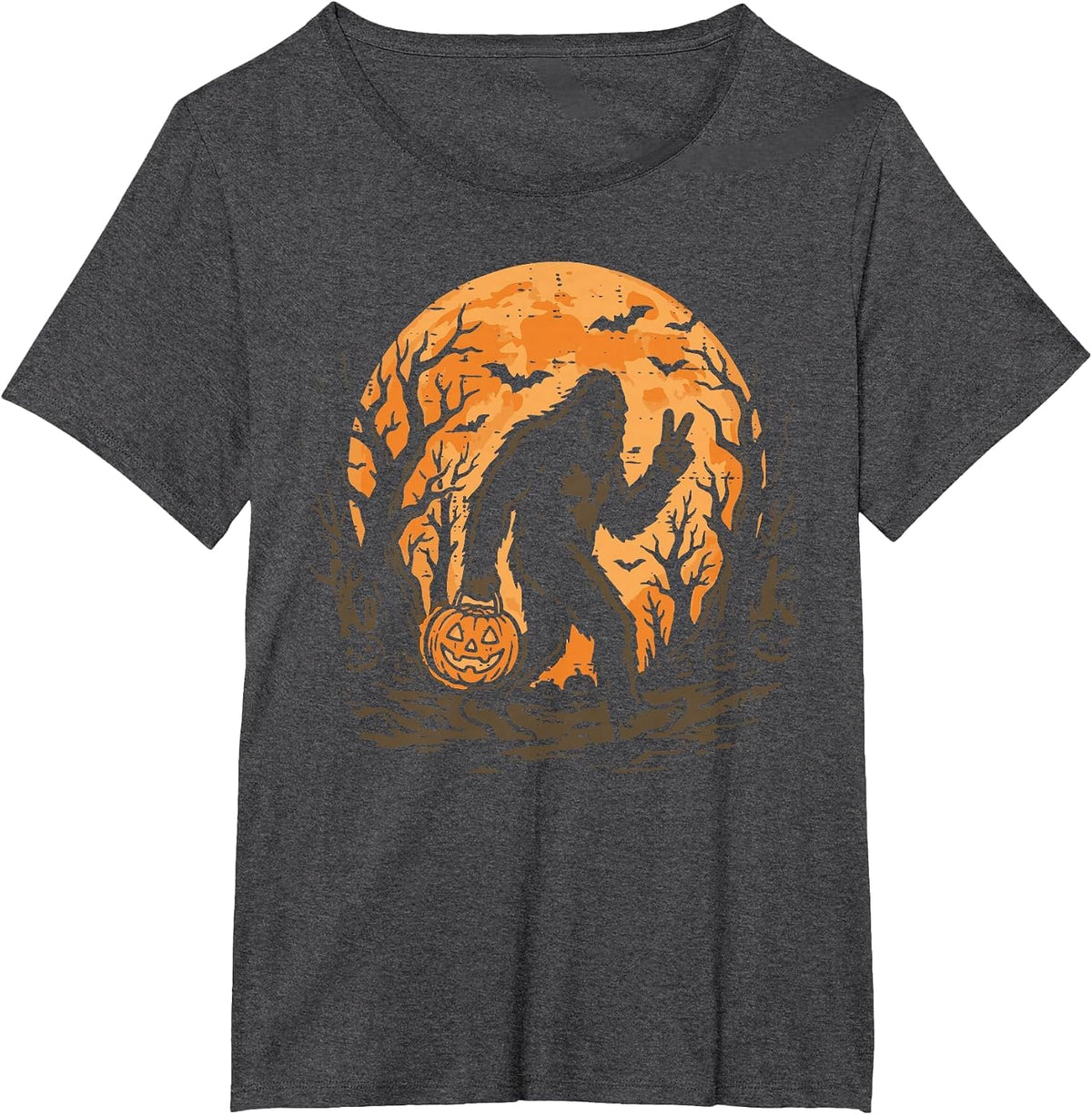 Halloween Bigfoot Peace Moon Sasquatch Costume Men Women Kid T-Shirt - Dark Heather Grey