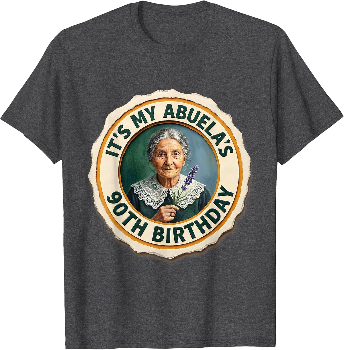 It's My Abuela's 90th Birthday Storybook Grandparent Gift T-Shirt - Dark Heather Grey
