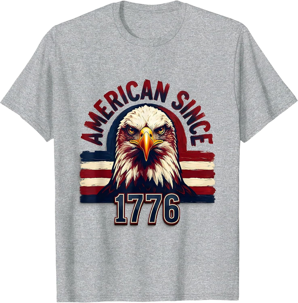 Men's American Since 1776 Patriotic Eagle Flag 250th Anniversary T-Shirt - Heather Grey