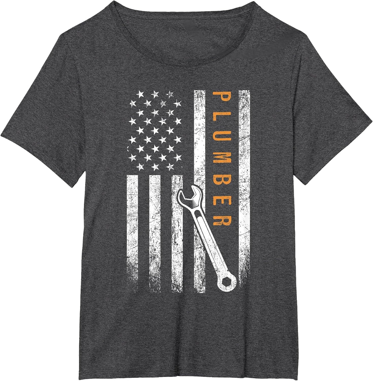 Plumber American Flag Design Plumbing T-Shirt - Dark Heather Grey