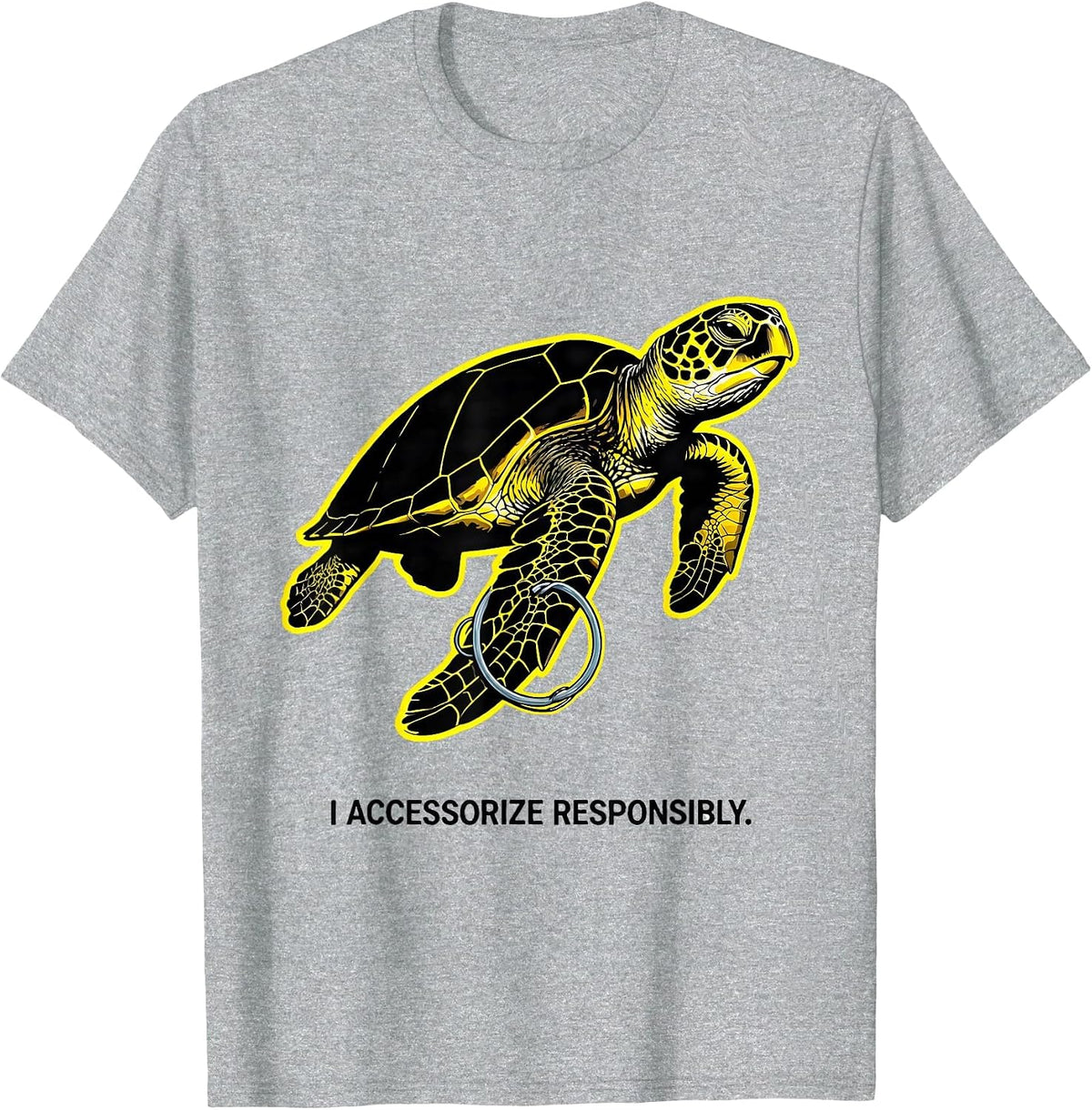 Men's I Accessorize Responsibly Stencil Sea Turtle Ocean Animal T-Shirt - Heather Grey