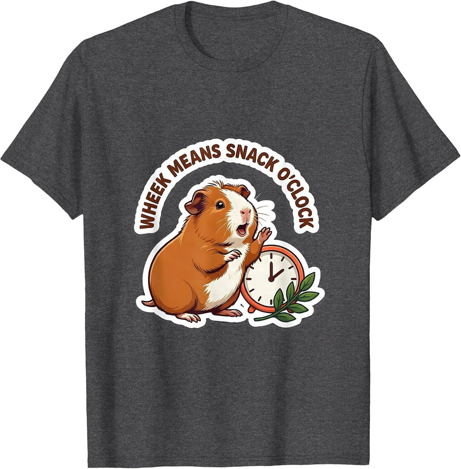 Men's Wheek Means Snack O’Clock Funny Guinea Pig Pet Lover Humor T-Shirt - Dark Heather Grey