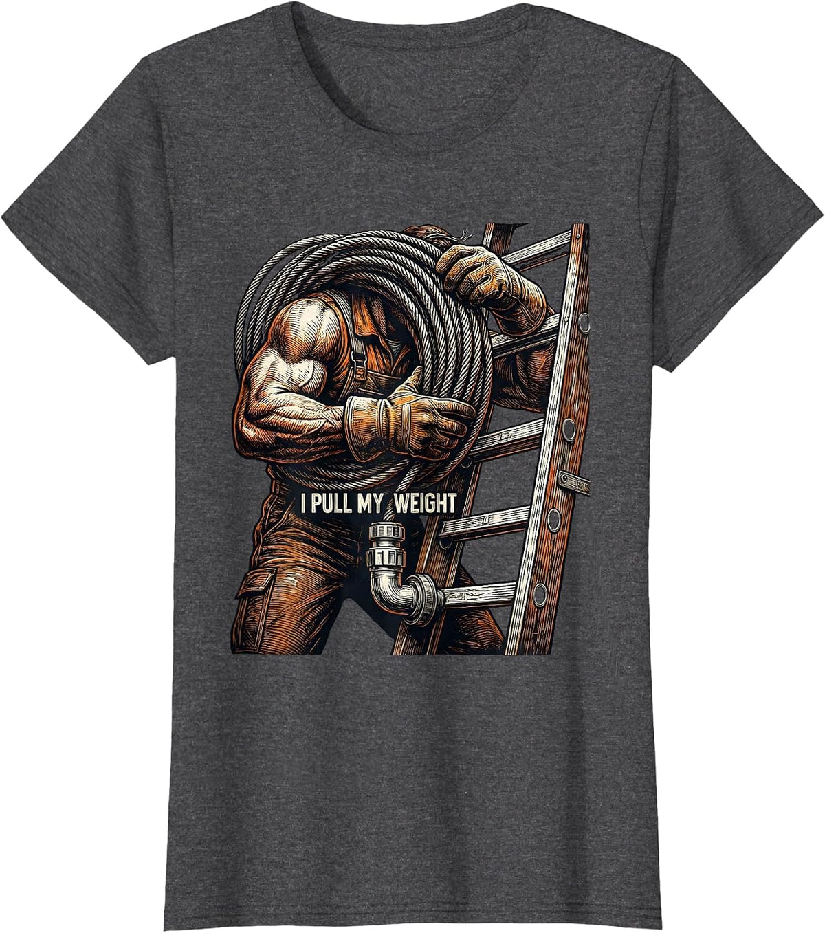 Women's I Pull My Weight Funny Electrician Lineman Vintage Humor T-Shirt - Dark Heather Grey