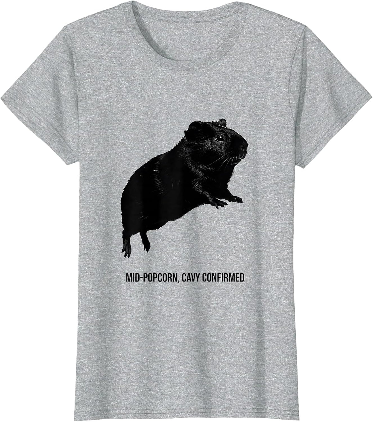 Women's Mid-Popcorn, Cavy Confirmed Funny Pig Lover Humor T-Shirt - Heather Grey