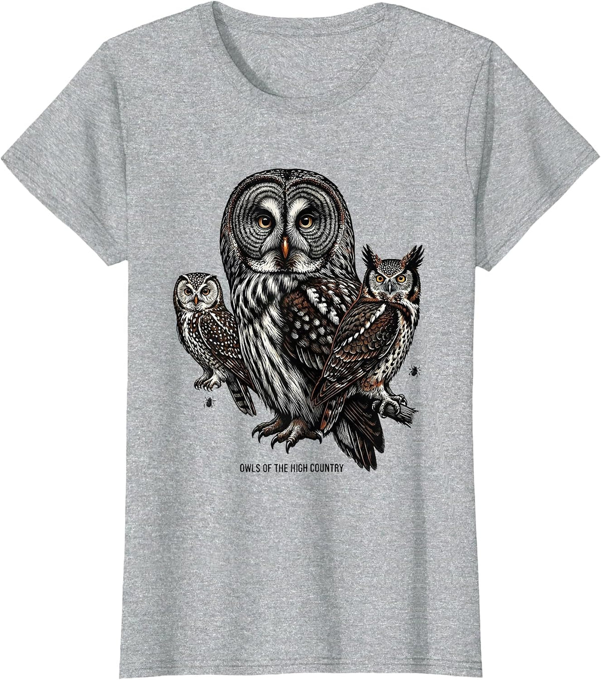 Women's Owls Of The High Country Vintage Bird Lover Retro Humor T-Shirt - Heather Grey