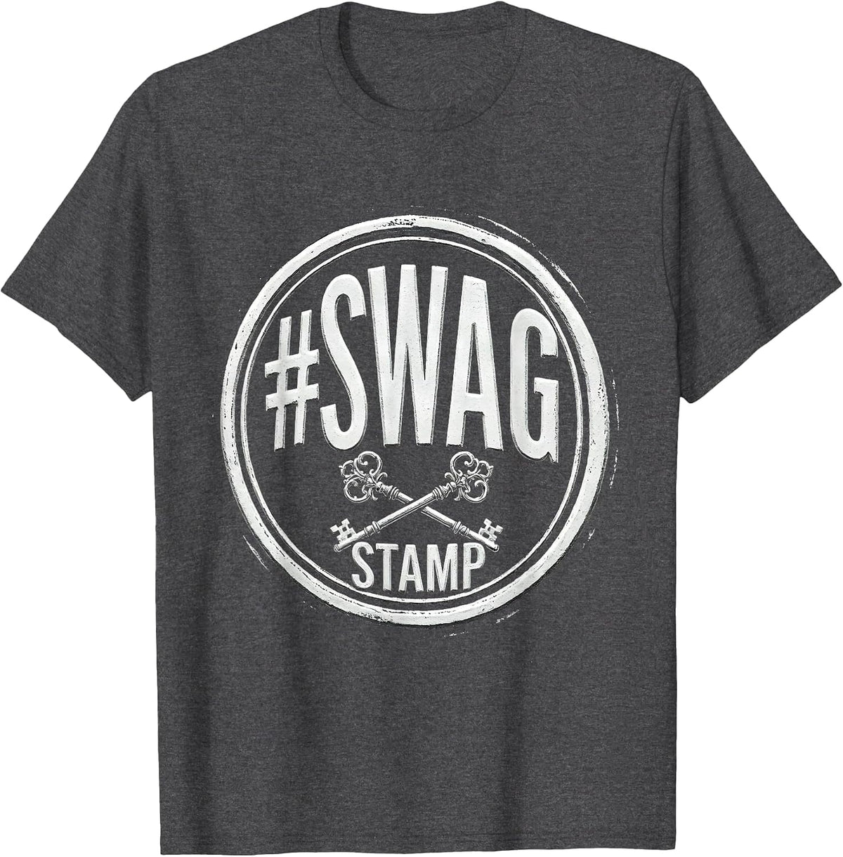 #Swag Stamp Funny Hashtag Swag Streetwear Confidence Humor T-Shirt - Dark Heather Grey