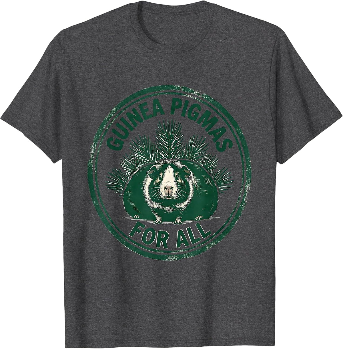 Men's Guinea Pigmas For All Funny Guinea Pig Christmas Rubber T-Shirt - Dark Heather Grey