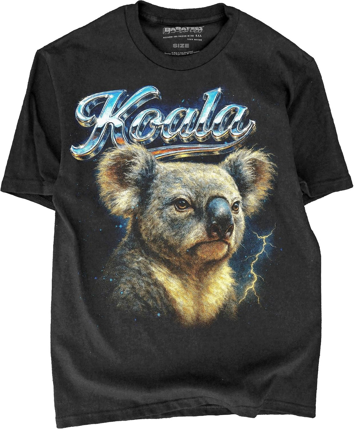 Heavy Metal 80s Animal Black Tshirt - 100% Cotton - for Men & Women - Koala