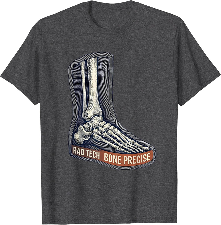 Men's RAD TECH BONE PRECISE Crosshatch Etching Radiology Tech Gift T-Shirt - Dark Heather Grey