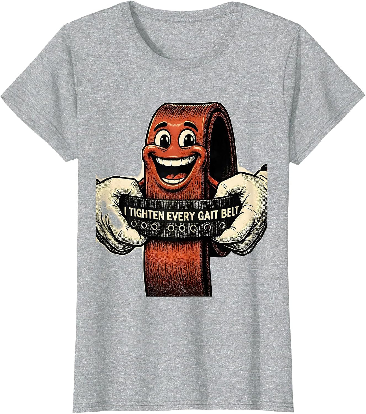 I Tighten Every Gait Belt Retro Cartoon Physical Therapist T-Shirt - Heather Grey