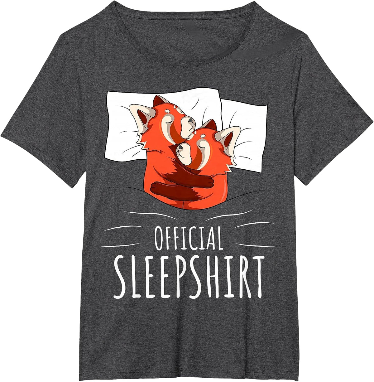 Official Panda Lover Sleep Shirt Red T-Shirt - Dark Heather Grey