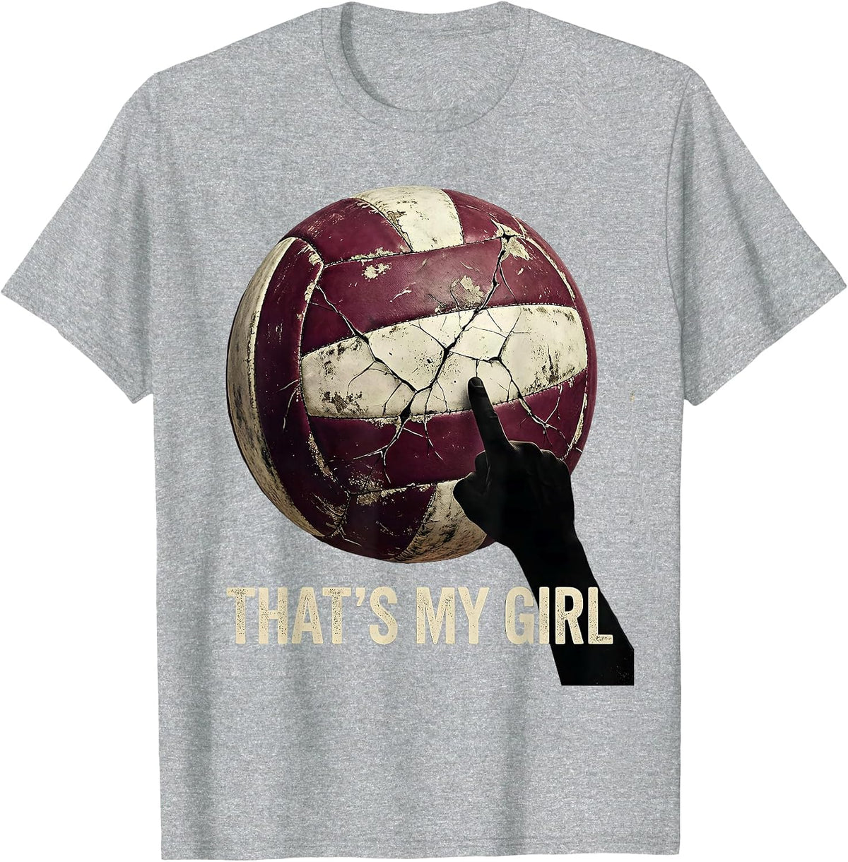 Men's That's My Girl Distressed Volleyball Mom Game Day Team T-Shirt - Heather Grey