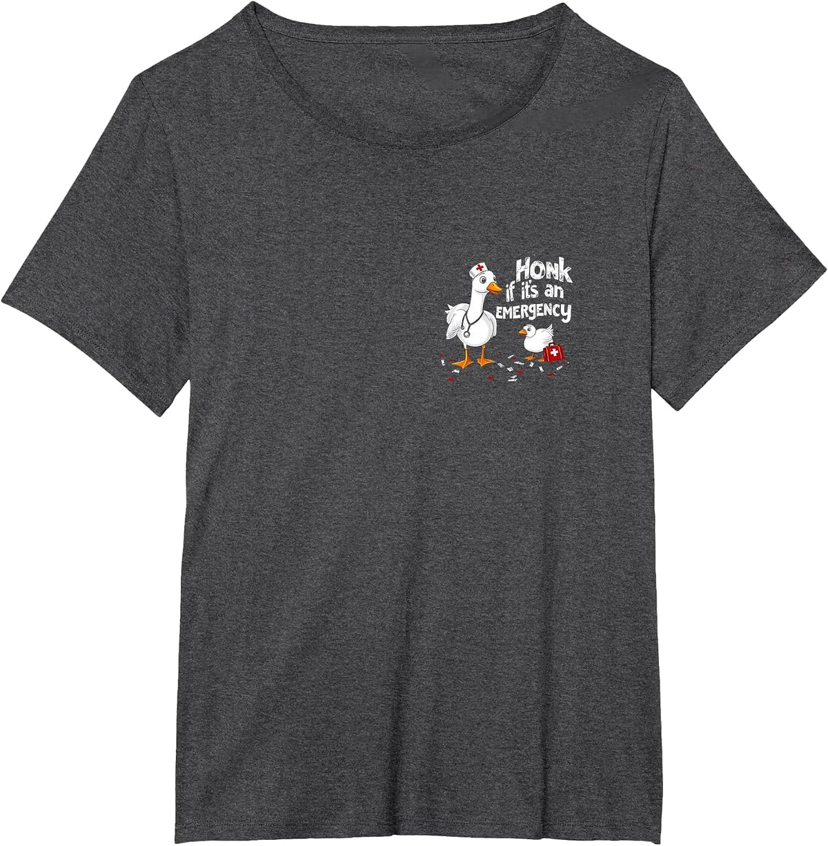 Registered Goose Nurse Honk If It's an Emergency Pocket T-Shirt - Dark Heather Grey