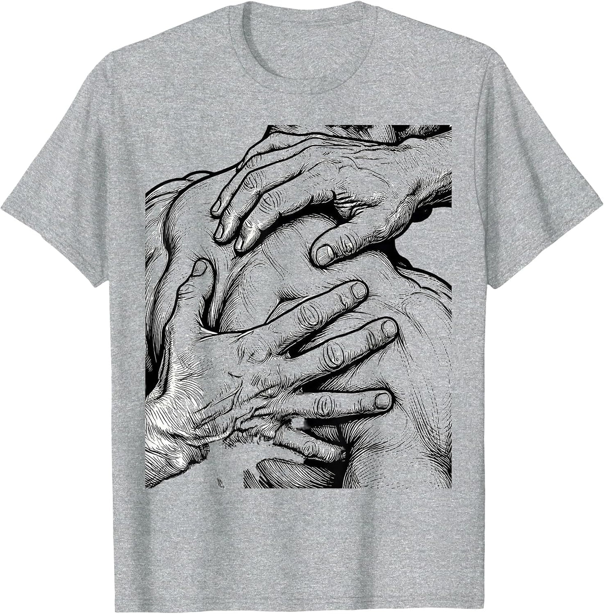 Men's Physical Therapy Shoulder Massage Illustration T-Shirt - Heather Grey