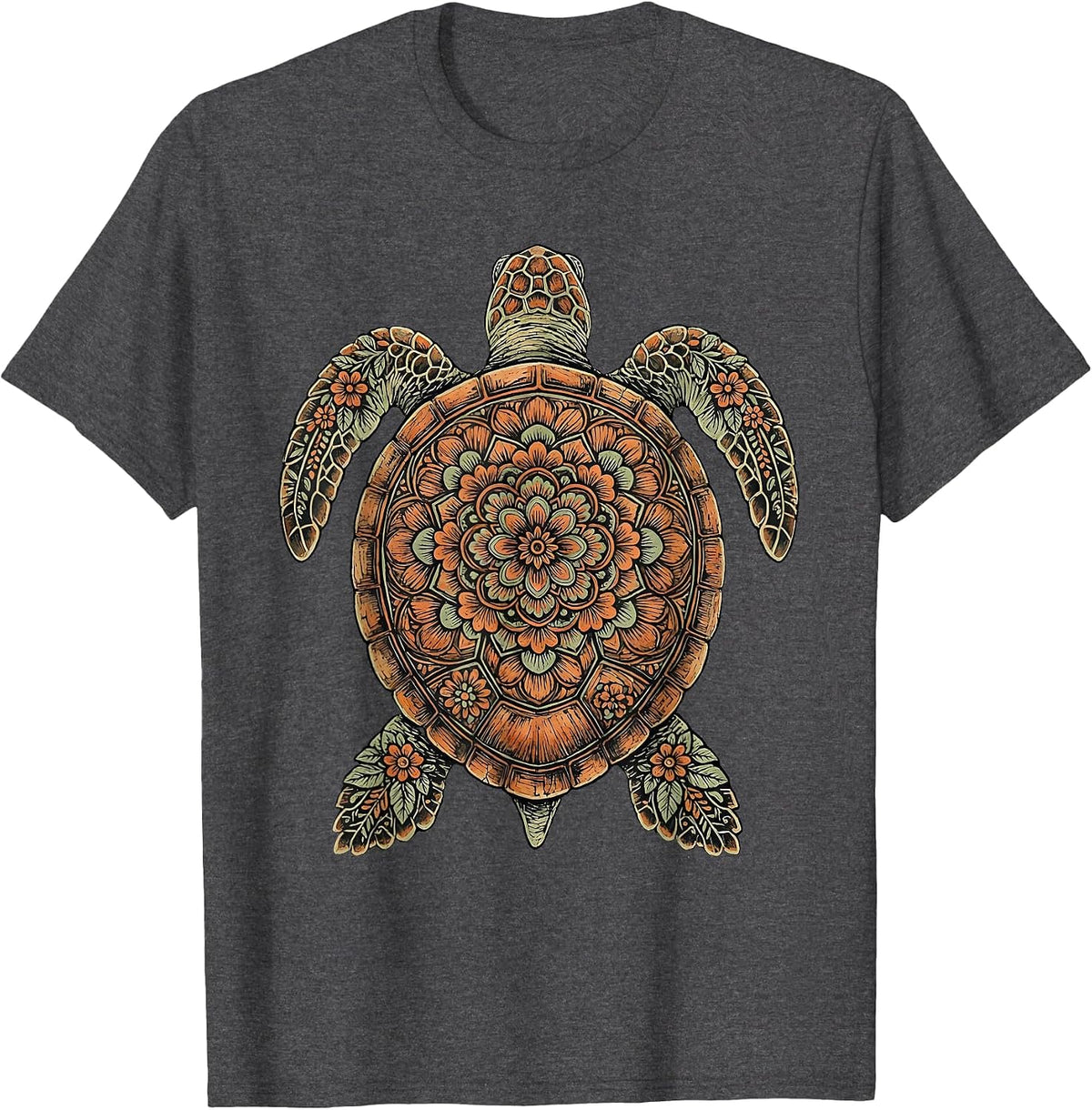 Men's Christian Sea Turtle Sunlit Ocean Illustration T-Shirt - Dark Heather Grey