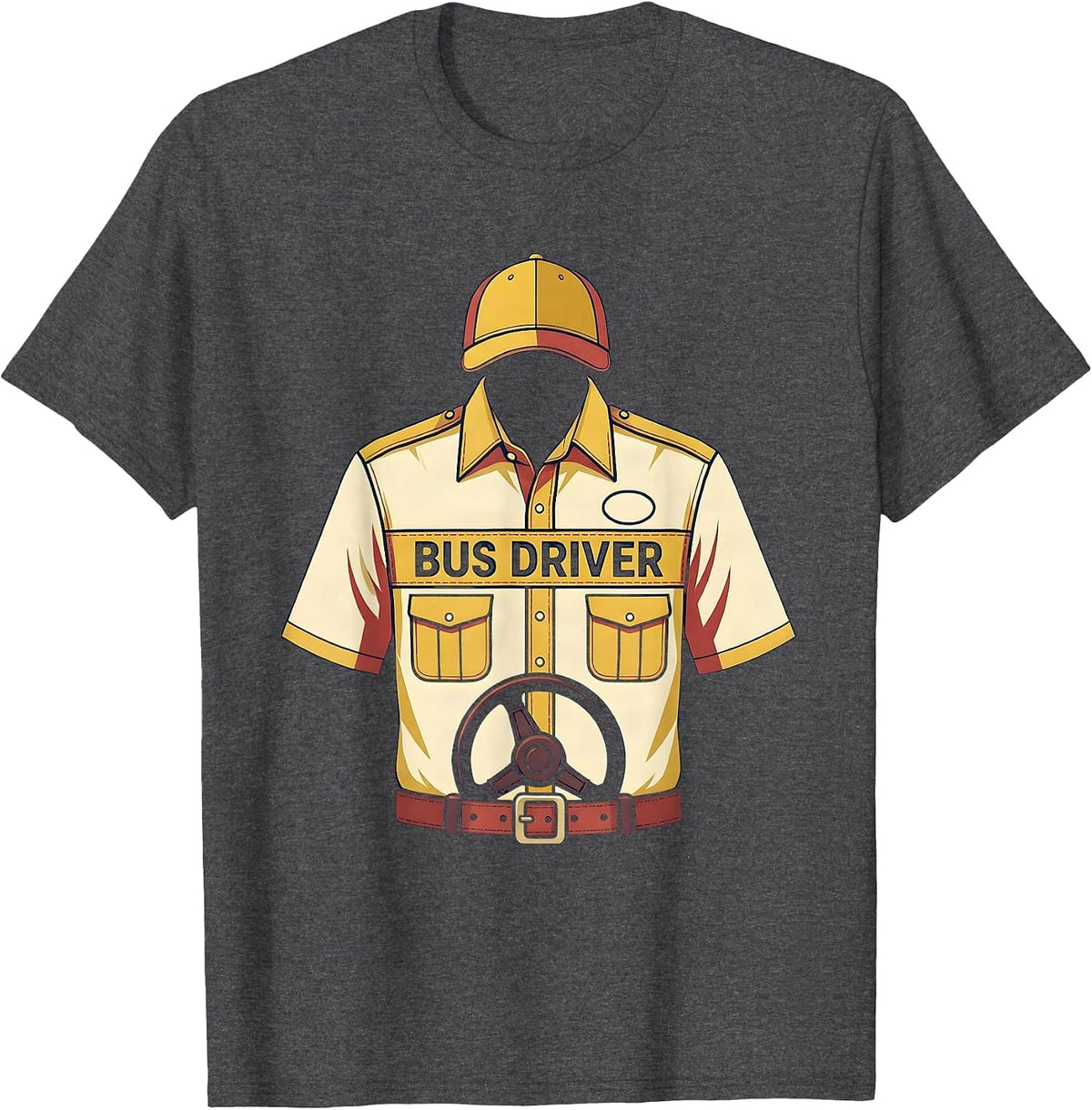 Men's Bus Driver Costume Halloween Lazy Occupation Uniform T-Shirt - Dark Heather Grey