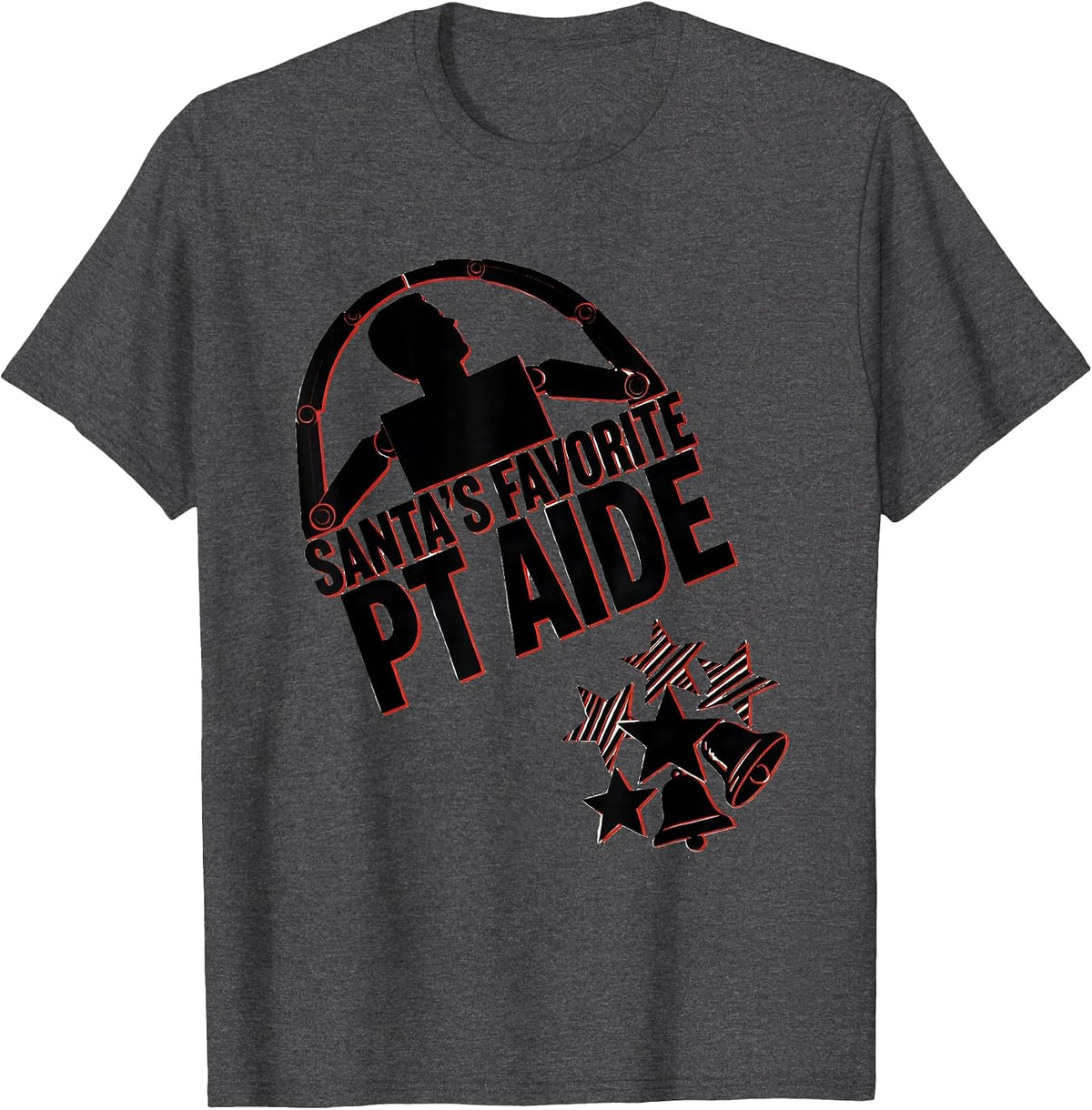 Men's Santa's Favorite PT Aide Funny Physical Therapist Christmas T-Shirt - Dark Heather Grey
