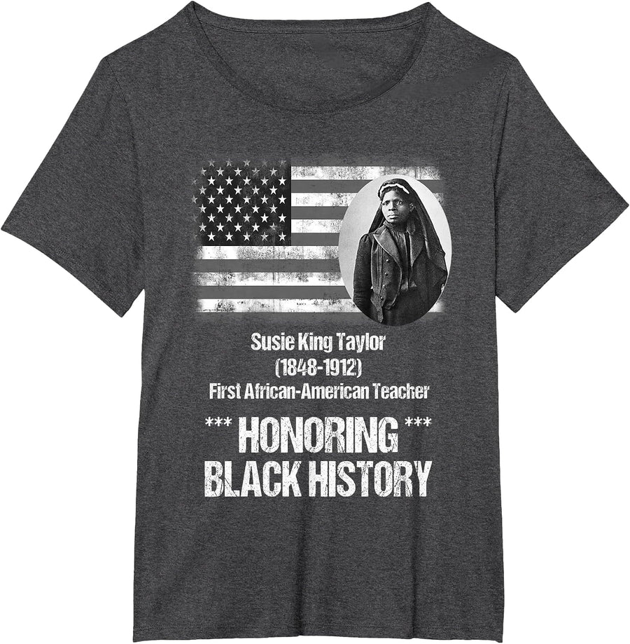 Susie King Taylor First African American Teacher T-Shirt - Dark Heather Grey