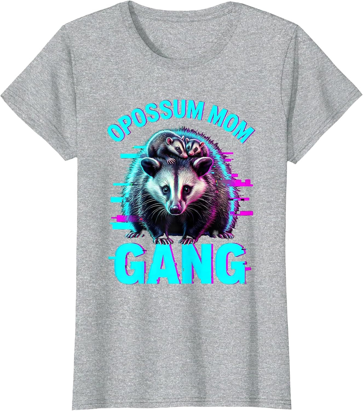 Women's Opossum Mom Gang Wildlife Lover Design T-Shirt - Heather Grey
