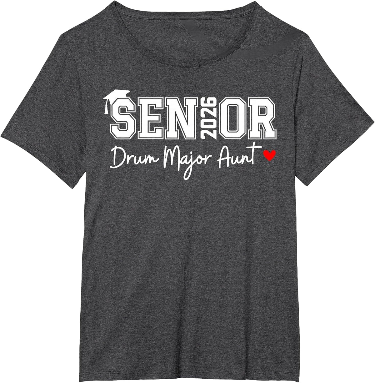Senior 2026 Drum Major Aunt Marching Graduation Graduate T-Shirt - Dark Heather Grey
