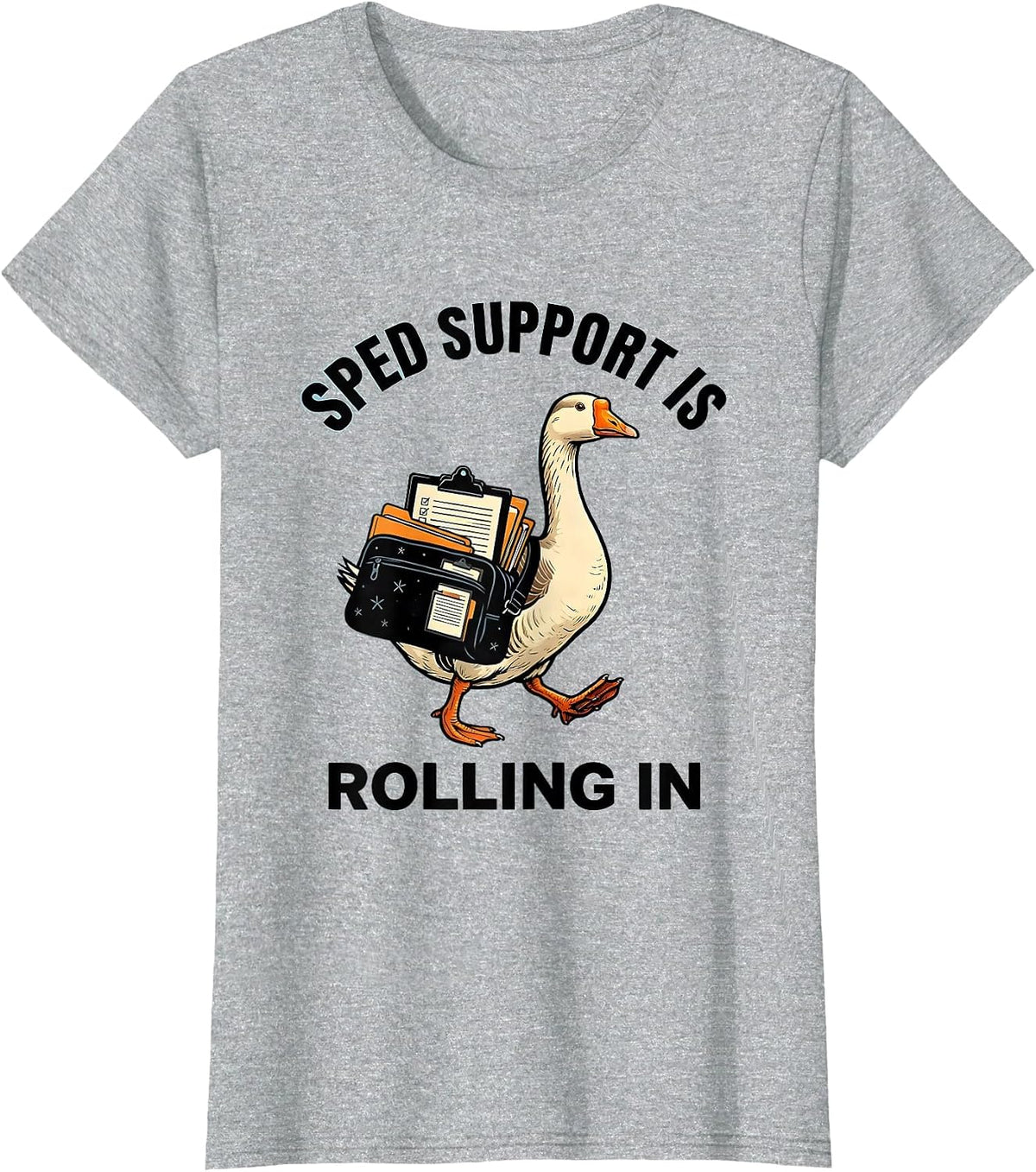 SPED Support Is Rolling In Funny Special Education Teacher T-Shirt - Heather Grey