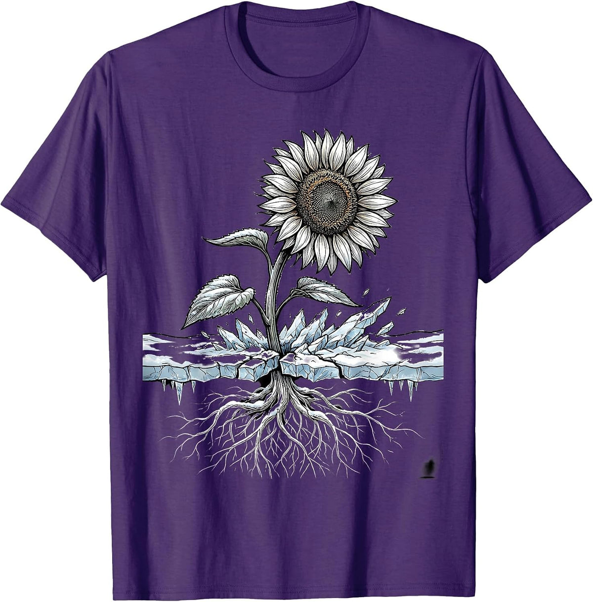 Men's Sunflower Through Snow Suicide Awareness Graphic T-Shirt - Purple