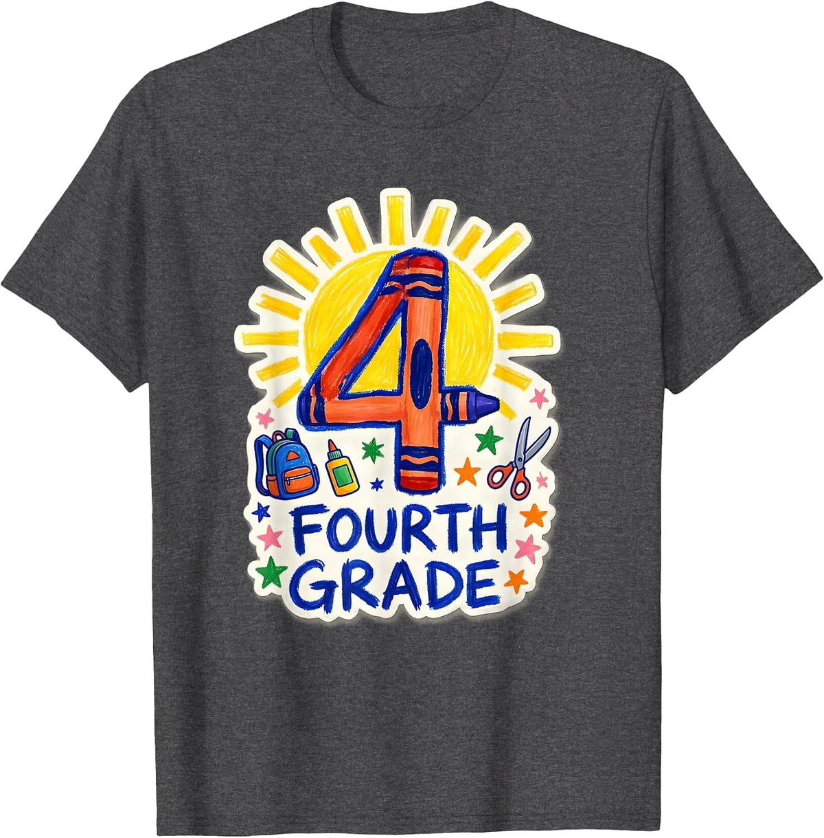 Men's 4TH GRADE Fourth Grade Naive Kidcore Back To School T-Shirt - Dark Heather Grey
