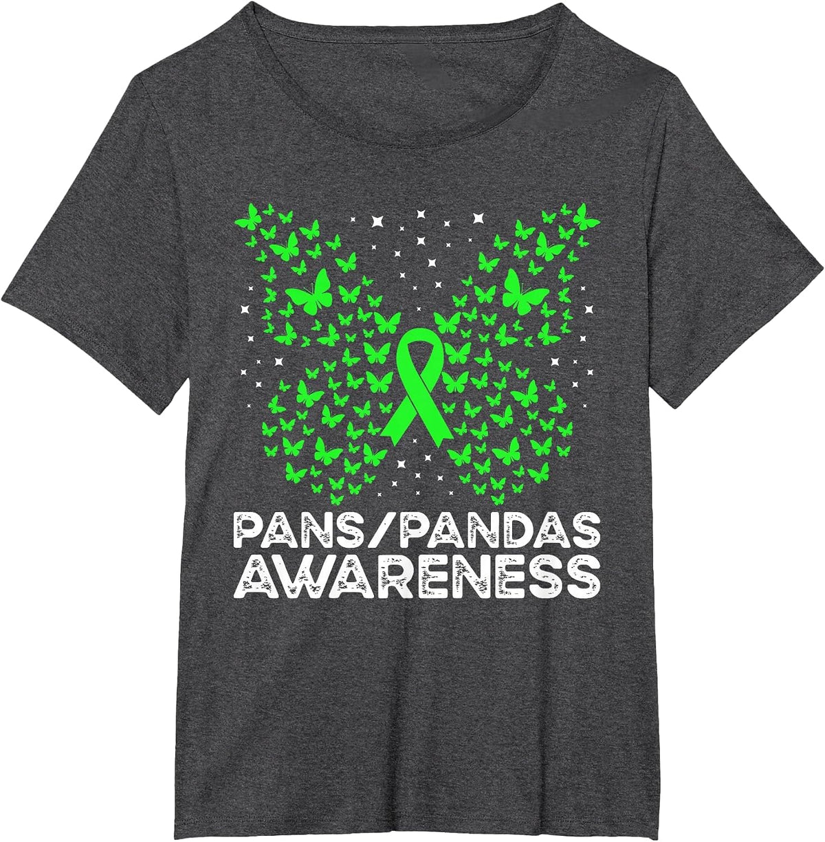 Pans-Pandas Awareness Pans-Pandas Butterfly T-Shirt - Dark Heather Grey