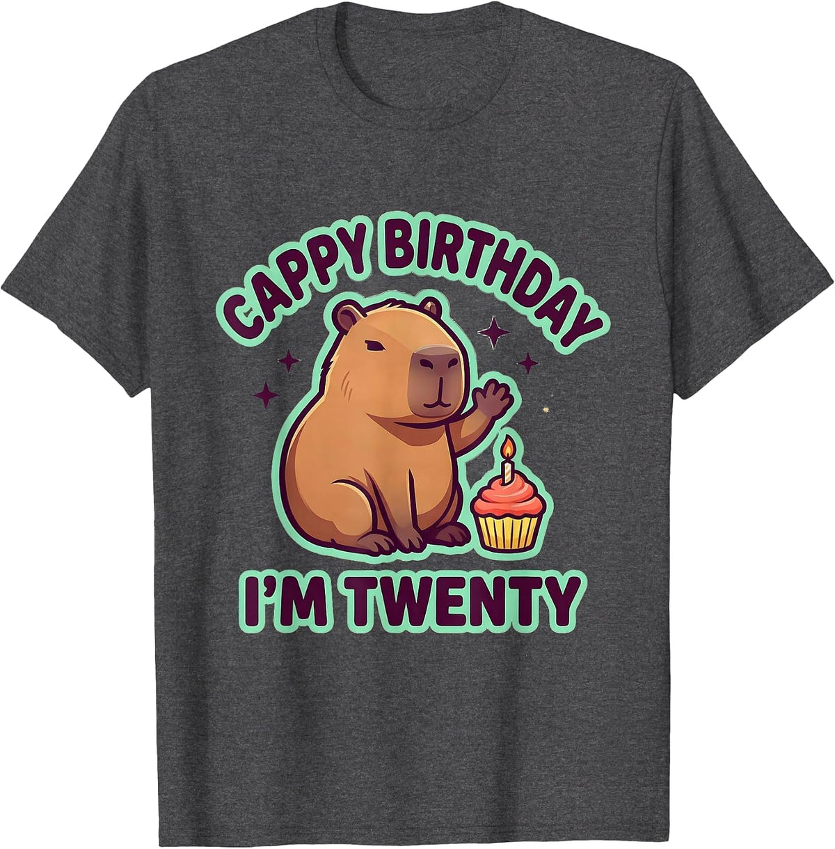 Cappy Birthday I'm Twenty Kawaii Capybara Birthday Gift T-Shirt - Dark Heather Grey