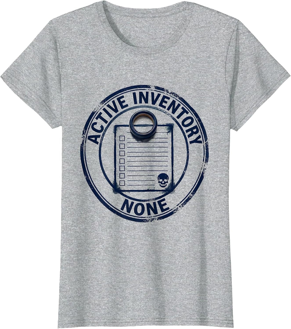 Active Inventory None Funny Skeleton Skull Deadpan Humor T-Shirt - Heather Grey