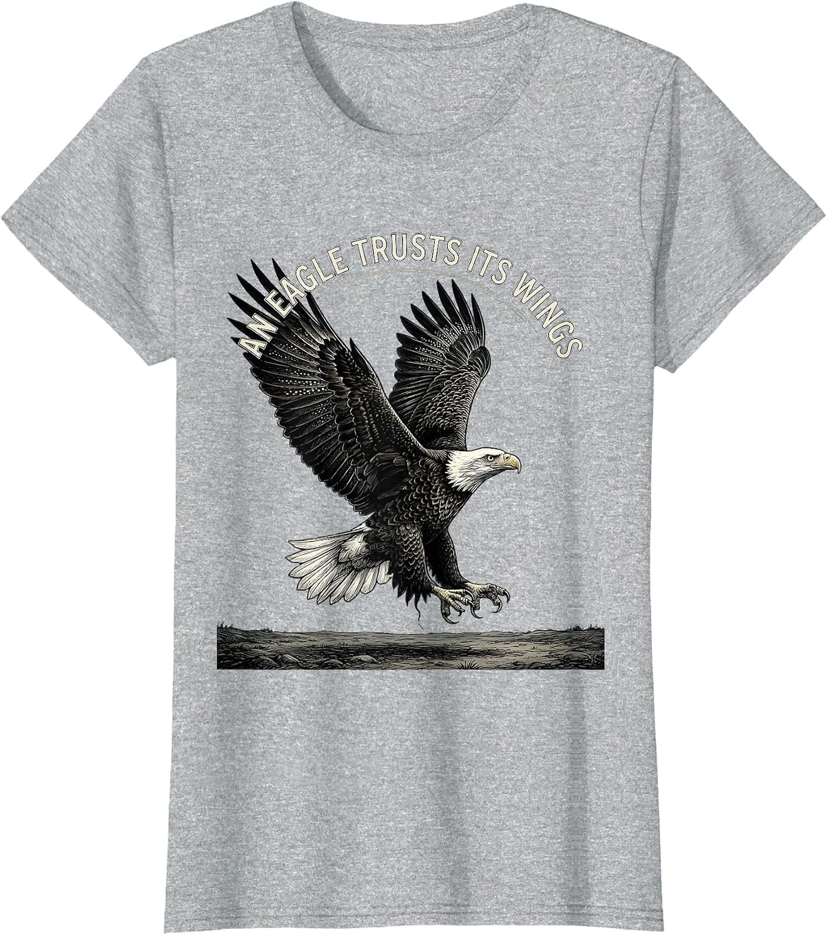Women's An Eagle Trusts Its Wings Patriotic Eagle Wildlife Design T-Shirt - Heather Grey