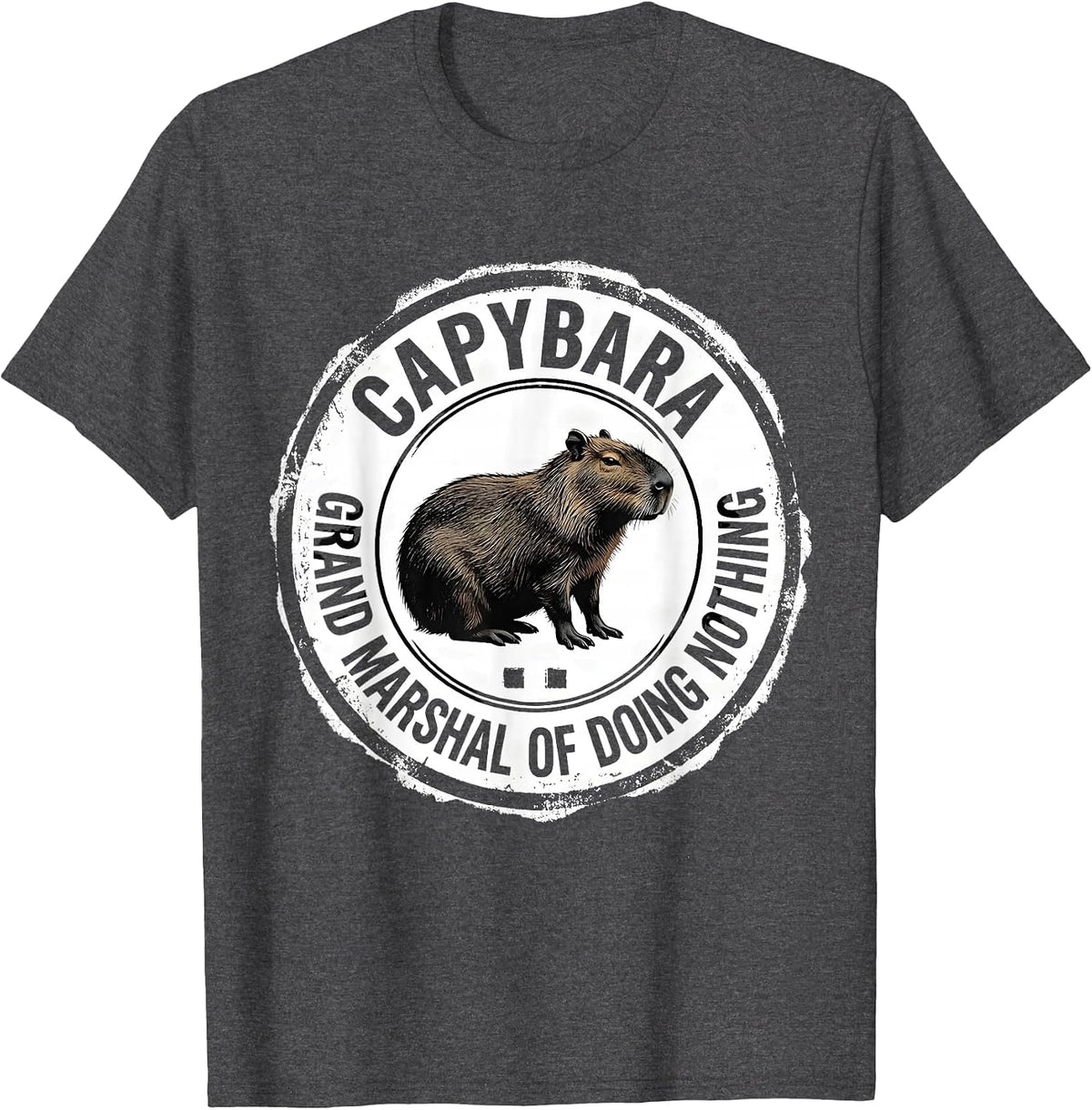 Men's Capybara, Grand Marshal Of Doing Nothing Funny T-Shirt - Dark Heather Grey
