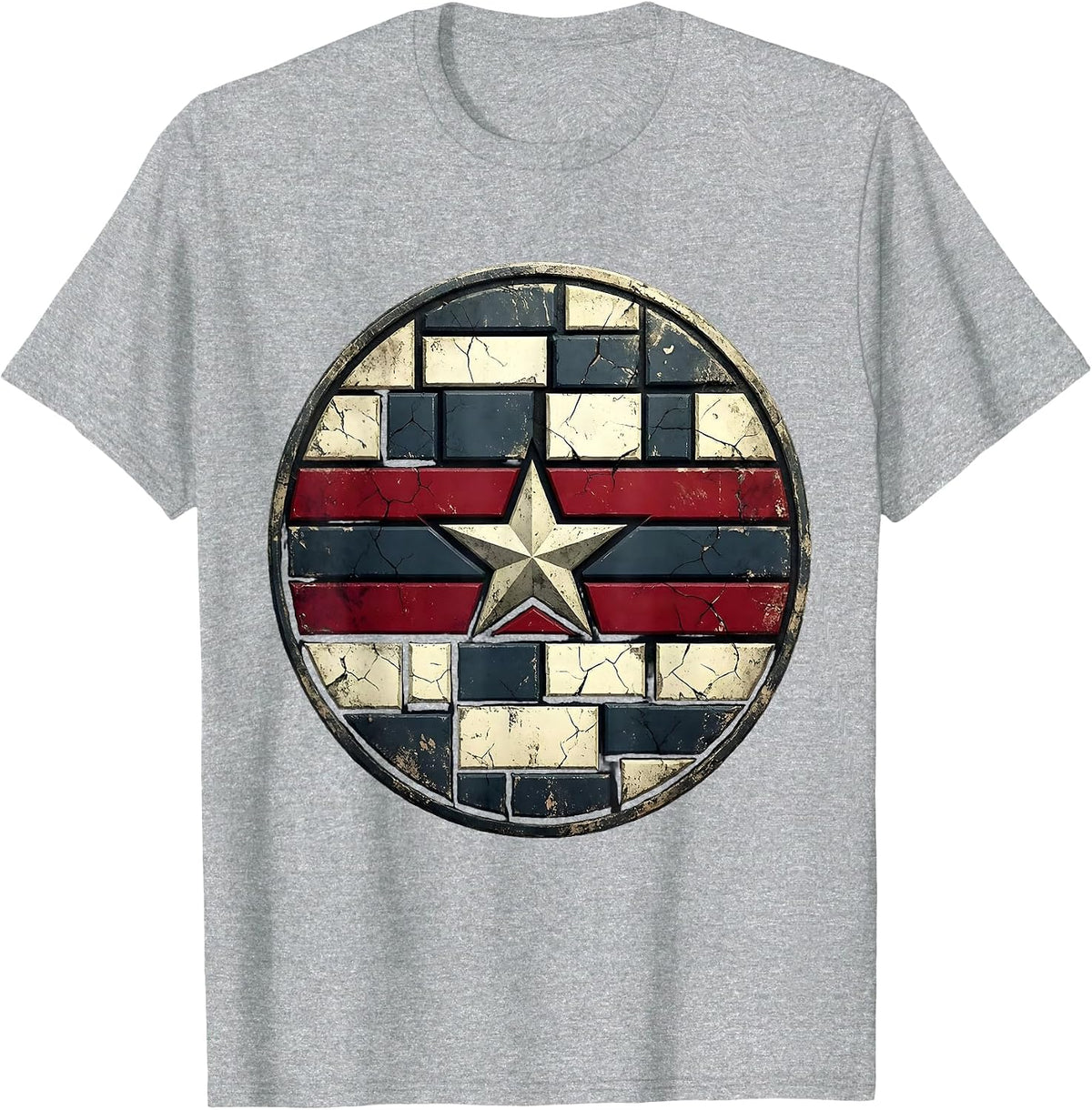 Men's Eagle Carrying Flag Toward Rising Sun Patriotic T-Shirt - Heather Grey