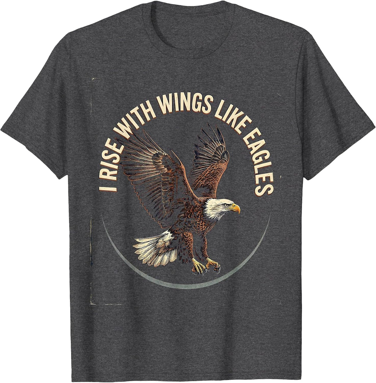 Men's I Rise With Wings Like Eagles Vintage Eagle Lover Nature T-Shirt - Dark Heather Grey