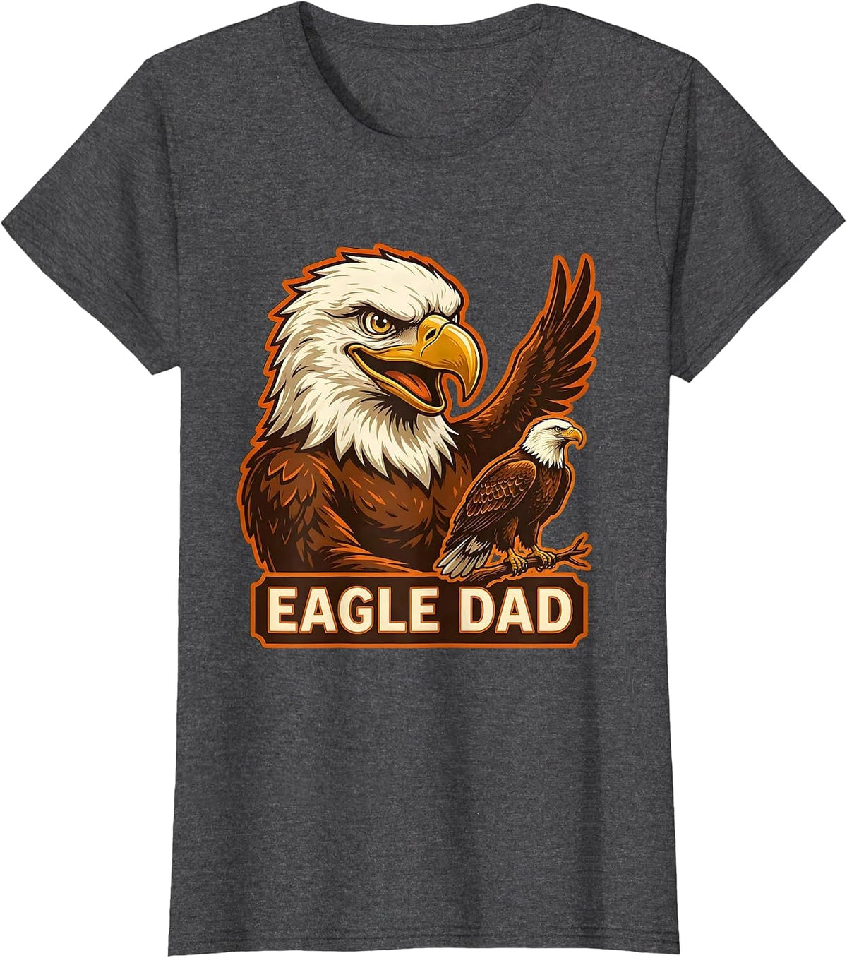 Women's Eagle Dad Retro Advertising Mascot Wildlife Lover Pride Kids T-Shirt - Dark Heather Grey