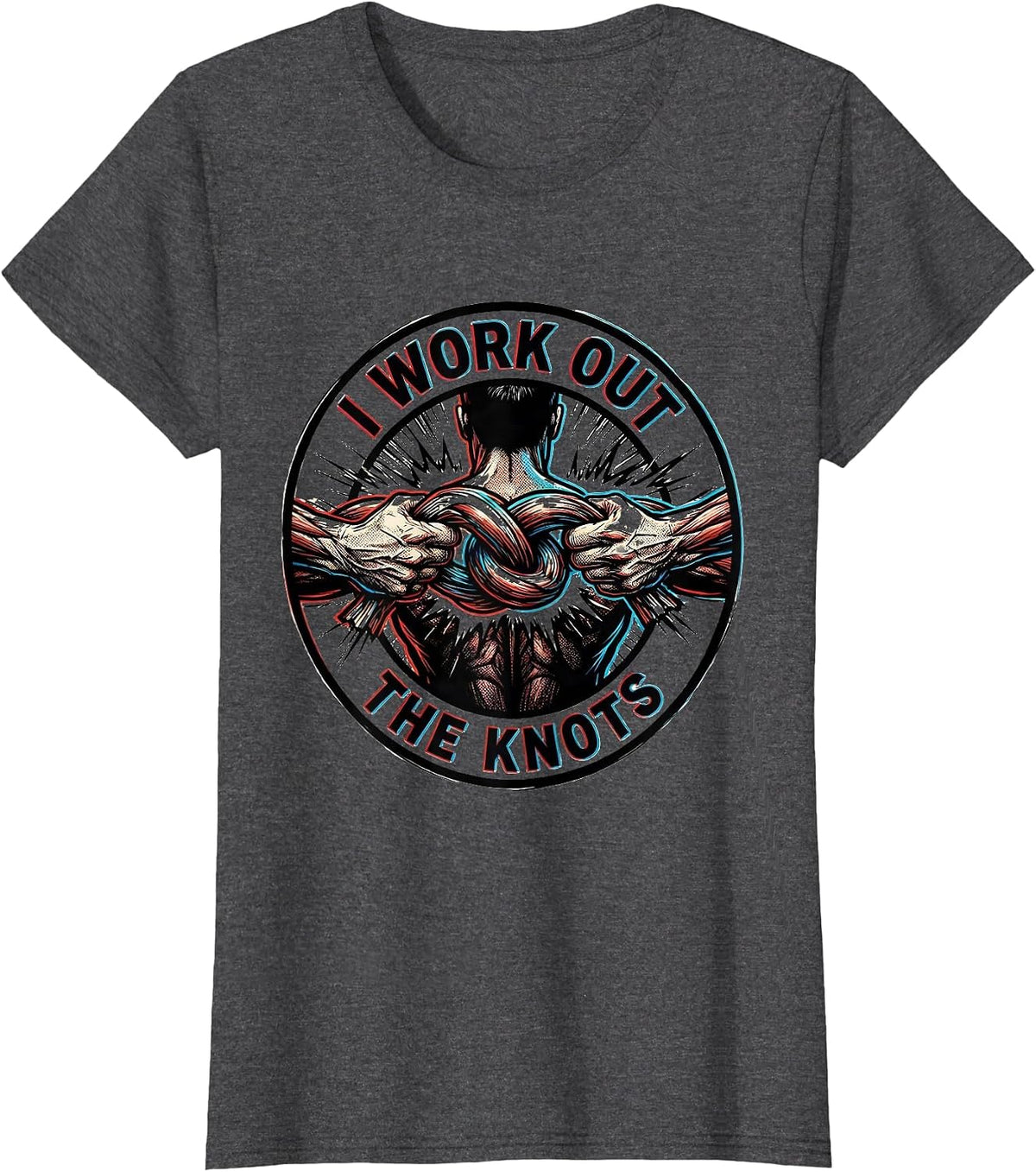 Women's I Work Out the Knots Funny Massage Therapist Chiropractic T-Shirt - Dark Heather Grey