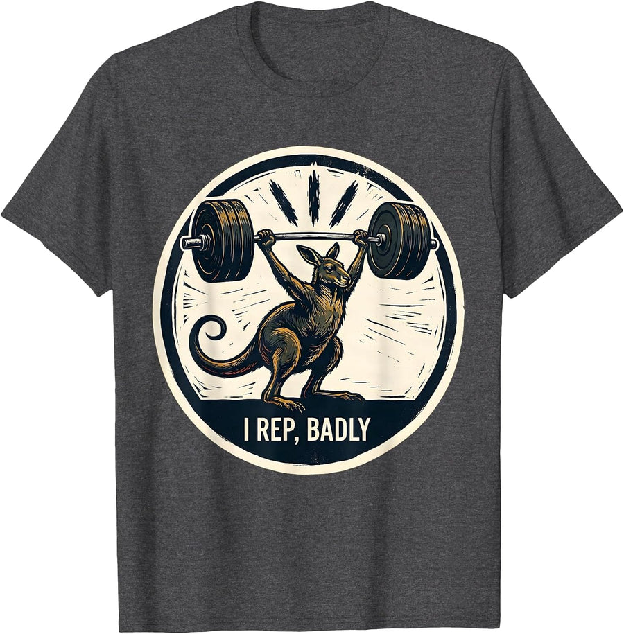 Men's I Rep, Badly Funny Gym Weightlifting Workout Humor T-Shirt - Dark Heather Grey