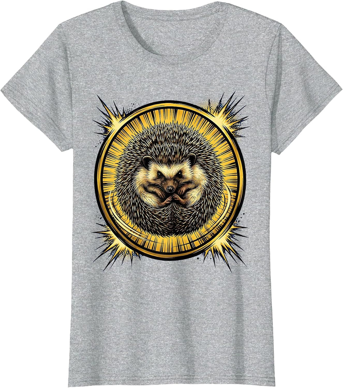 Dramatic Hedgehog Ball Roll Funny Animal Graphic T-Shirt - Heather Grey