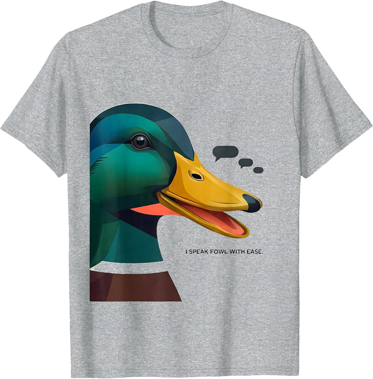 Men's I Speak Fowl With Ease Midcentury Modern Duck Lover Farmer T-Shirt - Heather Grey