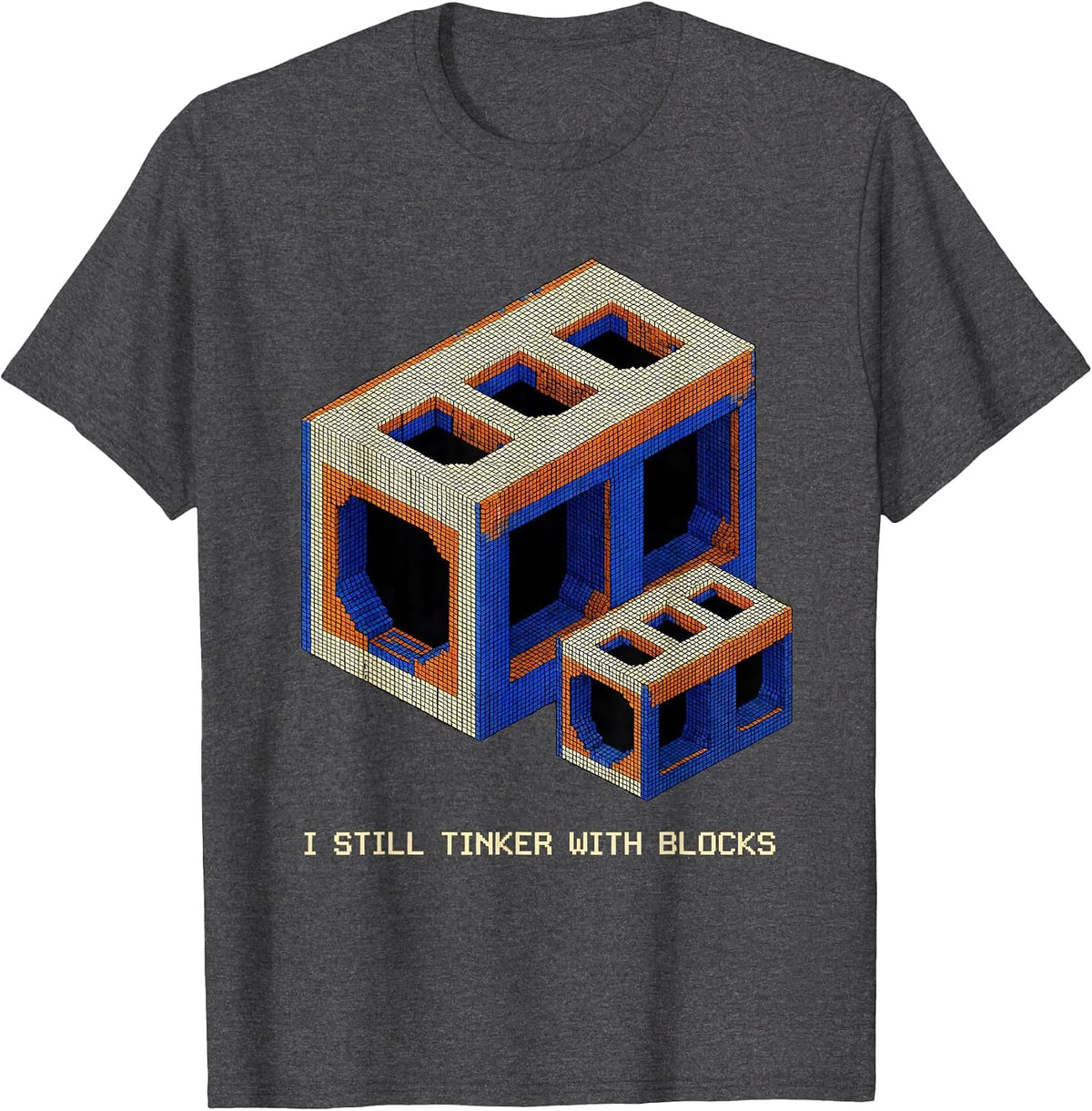 Men's I Still Tinker With Blocks Funny Mechanic Garage Auto Engine T-Shirt - Dark Heather Grey