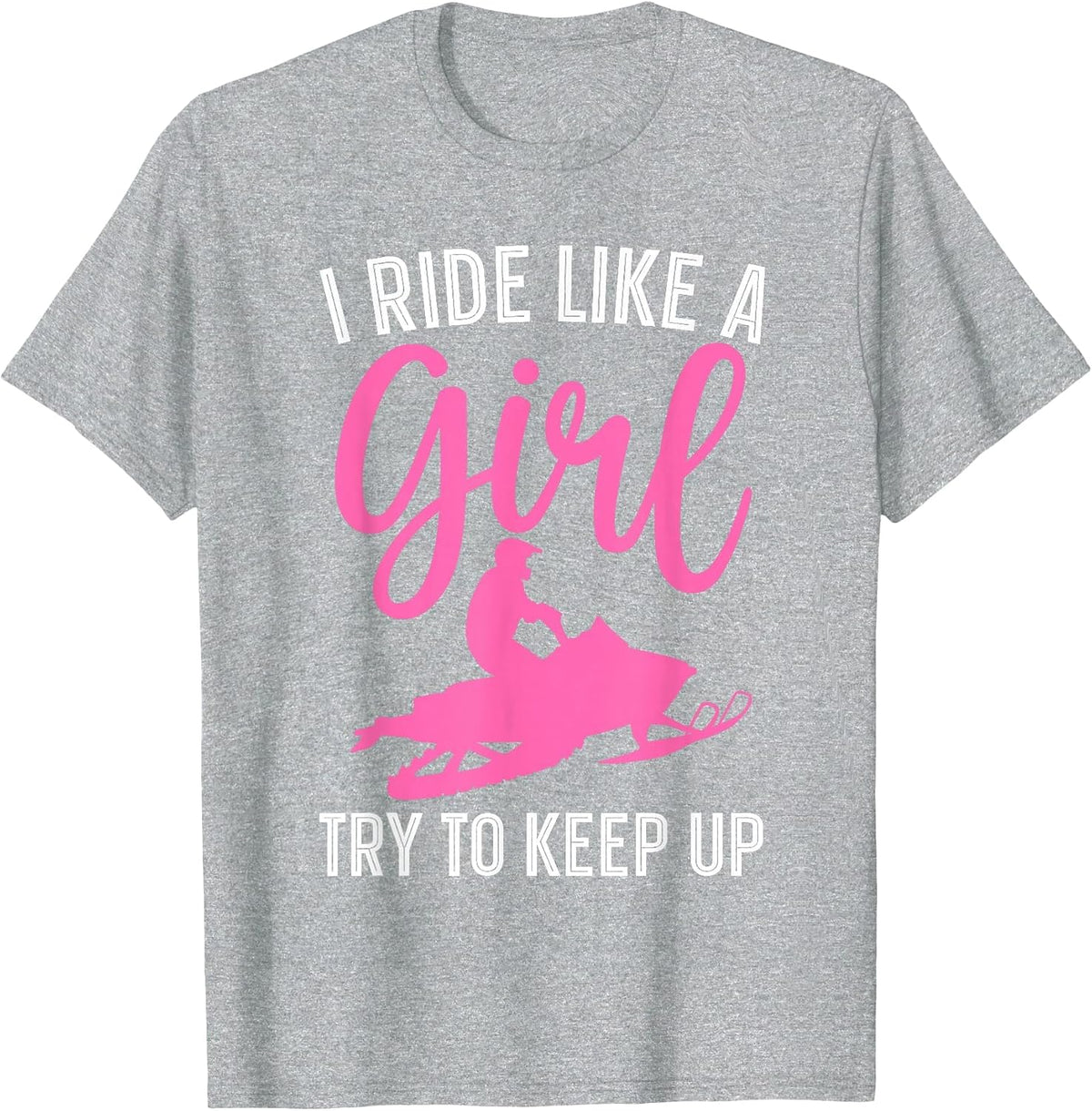Funny Snowmobile Art for Women Girls Snowmobiling Snowmobile T-Shirt - Heather Grey