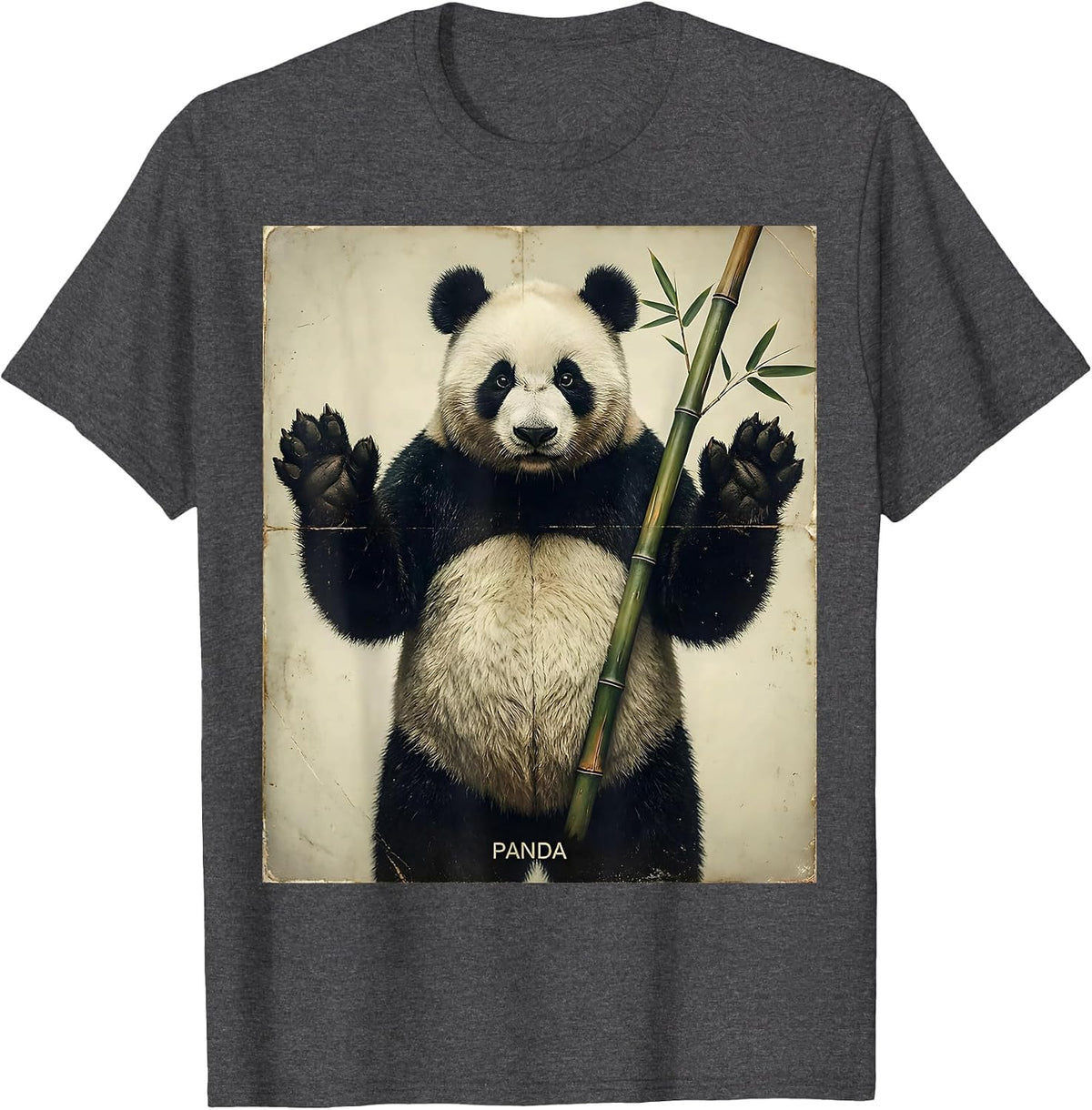 Men's Panda Vintage Halloween Animal Costume Matching Family T-Shirt - Dark Heather Grey