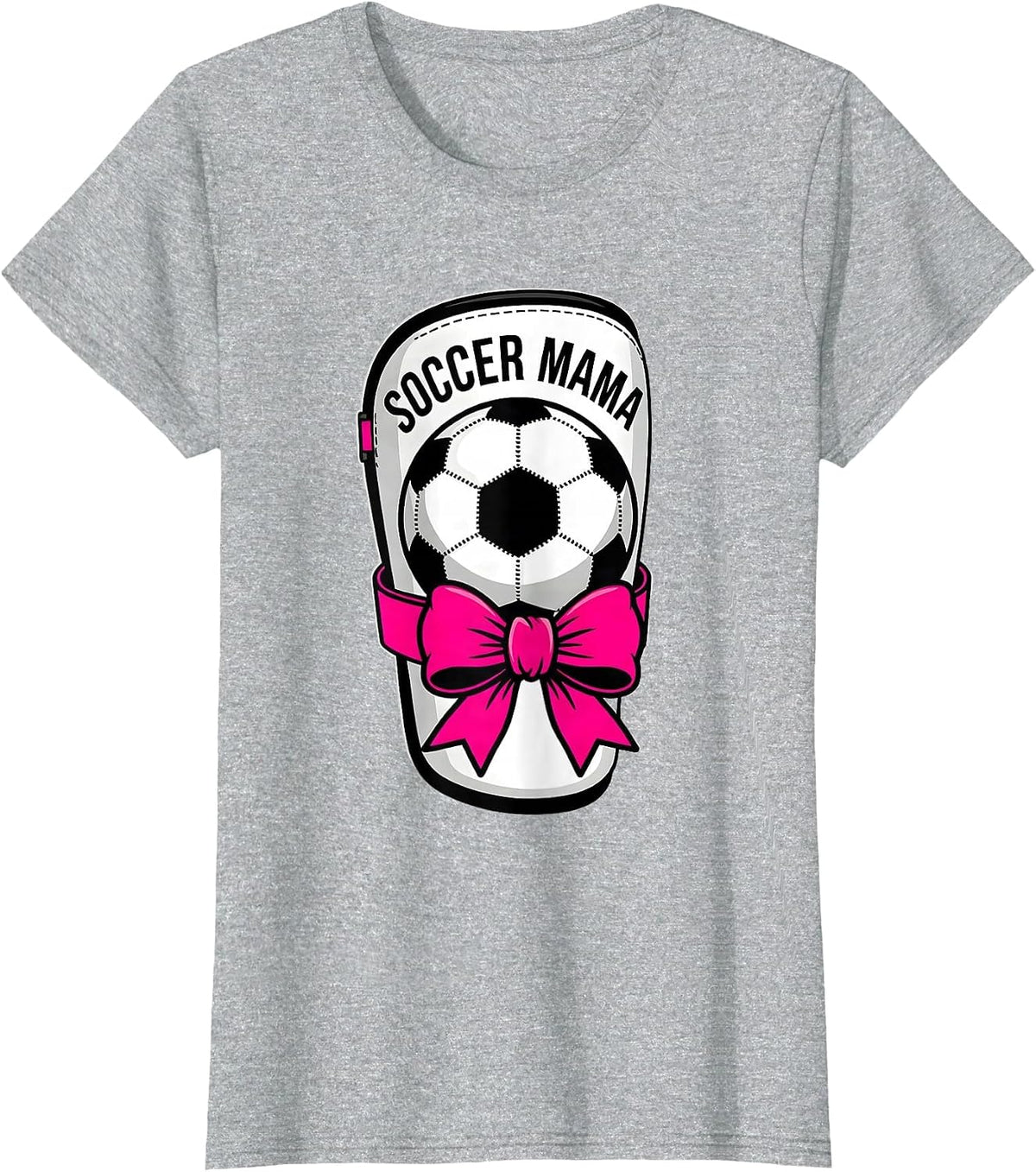 Soccer Mama Coquette Bow Youth Sports Family Pride T-Shirt - Heather Grey