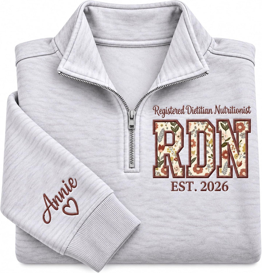Custom Embroidered Profession Quarter Zip Sweatshirt, Personalized Workwear for Office, Clinic, Professional Gifts -