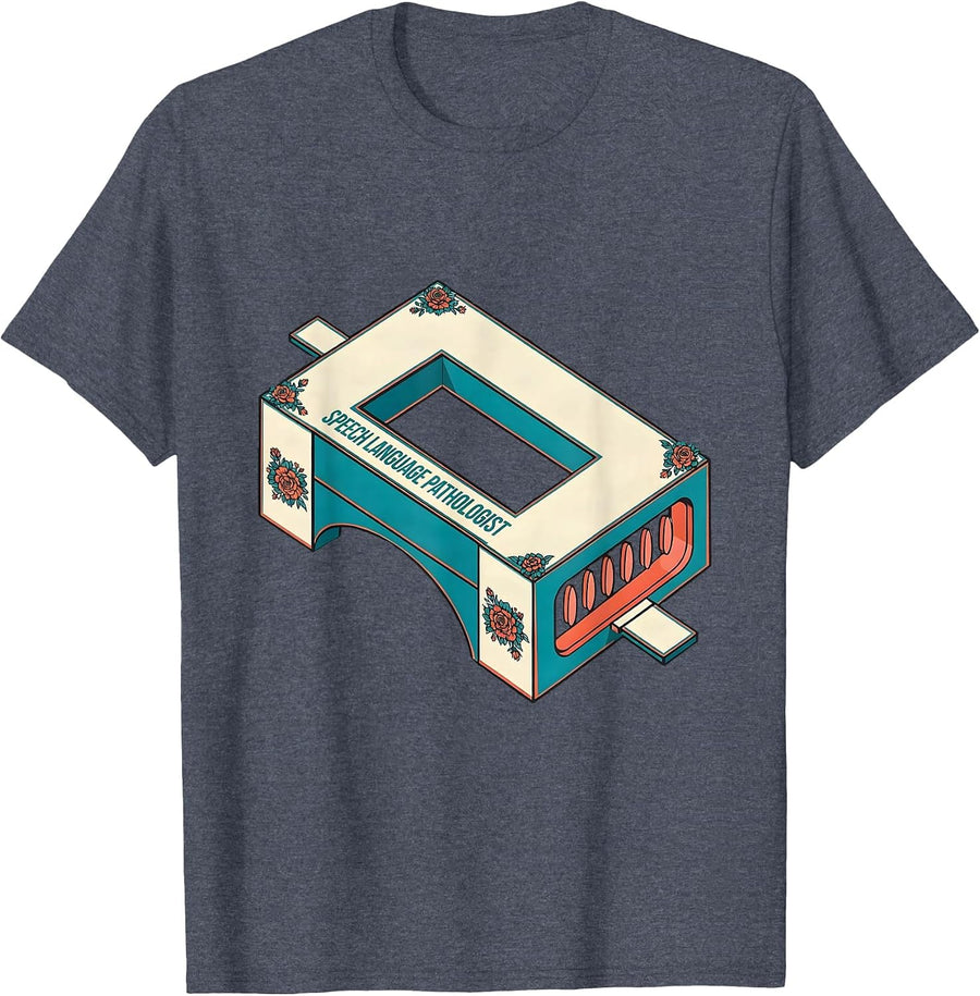Speech Language Pathologist Retro Floral SLP Therapist T-Shirt - Heather Blue