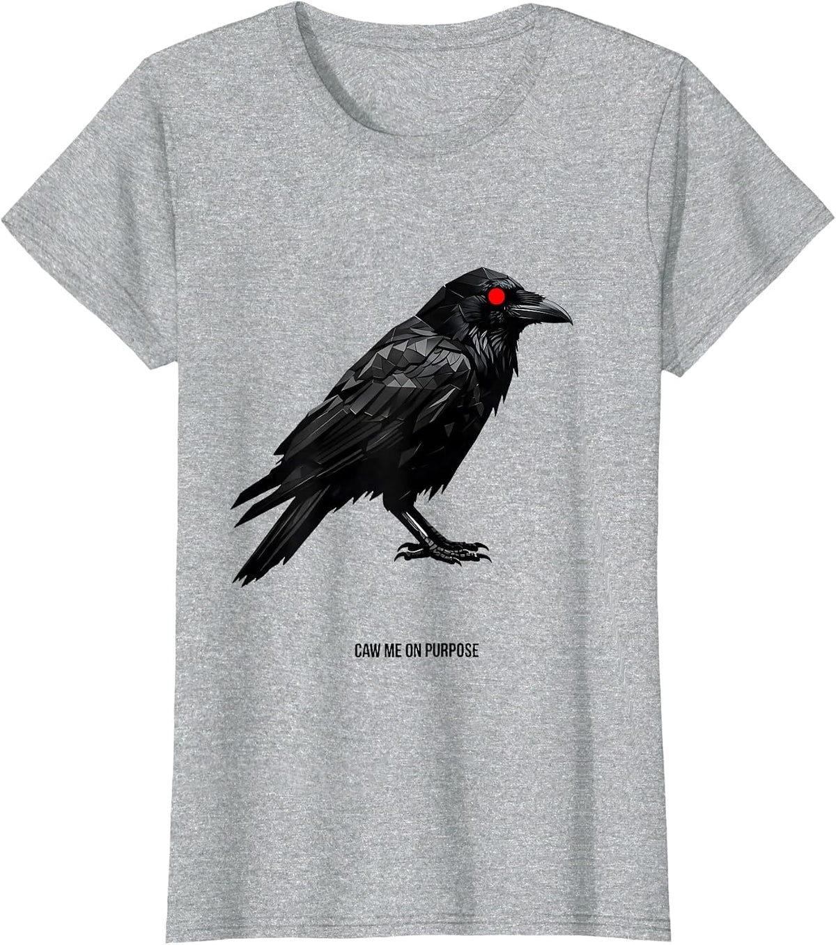 Caw Me On Purpose Geometric Crow Bird Lover Vintage Humor T-Shirt - Heather Grey