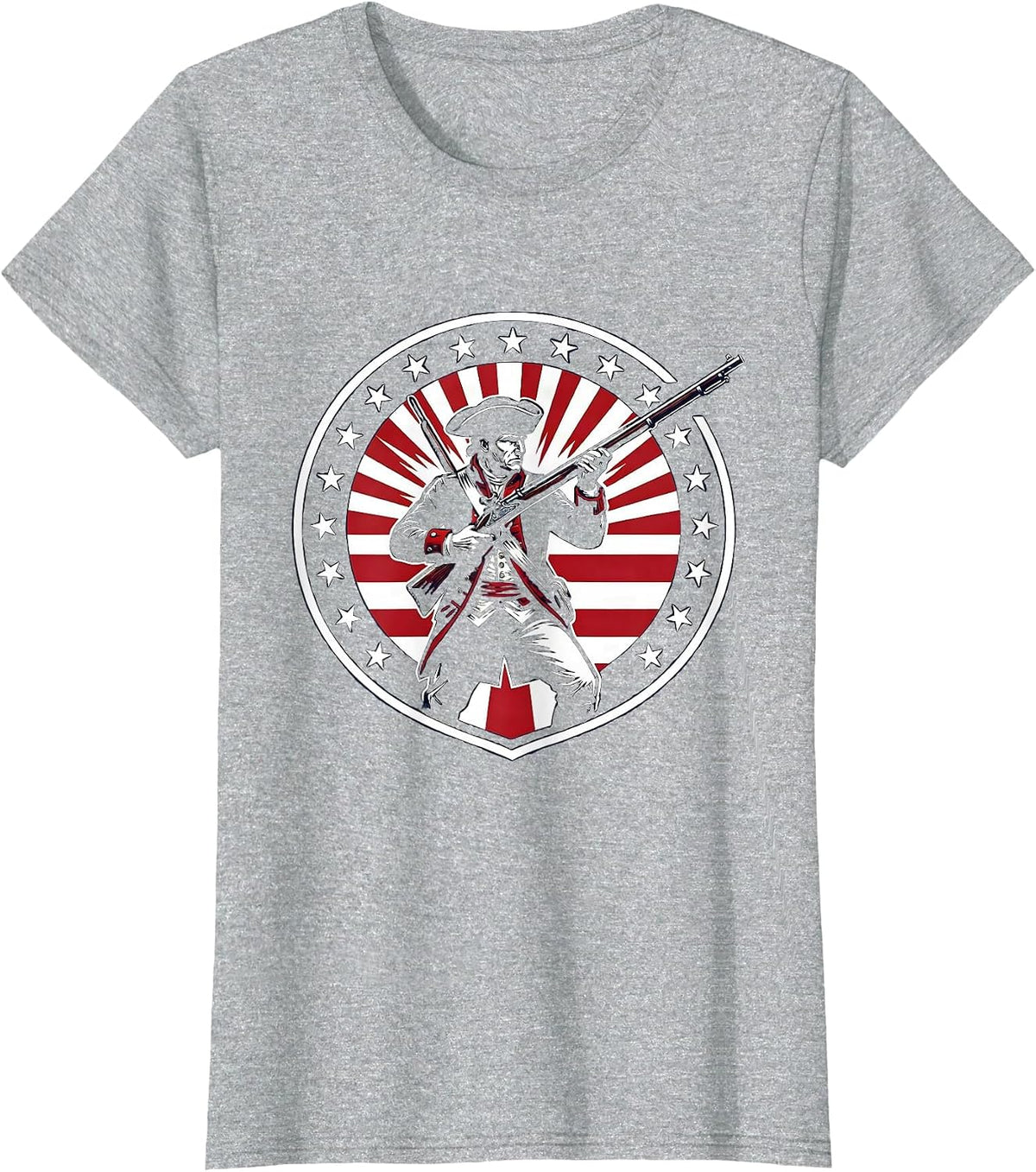 1776 Minuteman Loading Flintlock Rifle Graphic T-Shirt - Heather Grey
