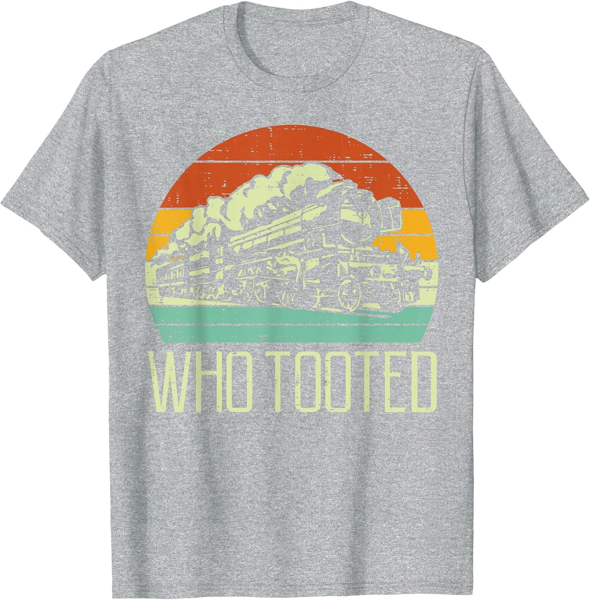 Steam Train Who Tooted Retro Locomotive Men Boys Kid Toddler T-Shirt - Heather Grey